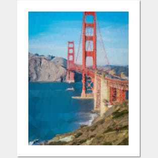 Low Poly Golden Gate Bridge San Francisco Posters and Art